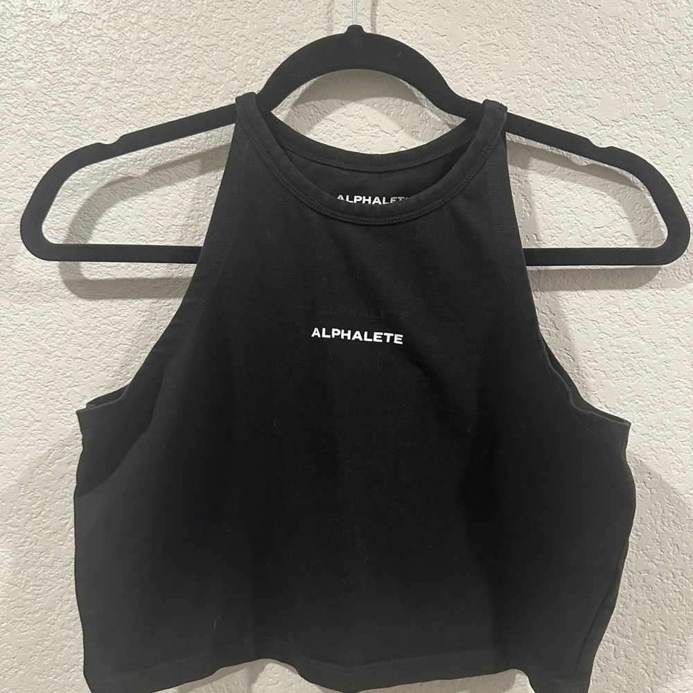 Alphalete Black Fitted Sleeveless Crop Tank Top